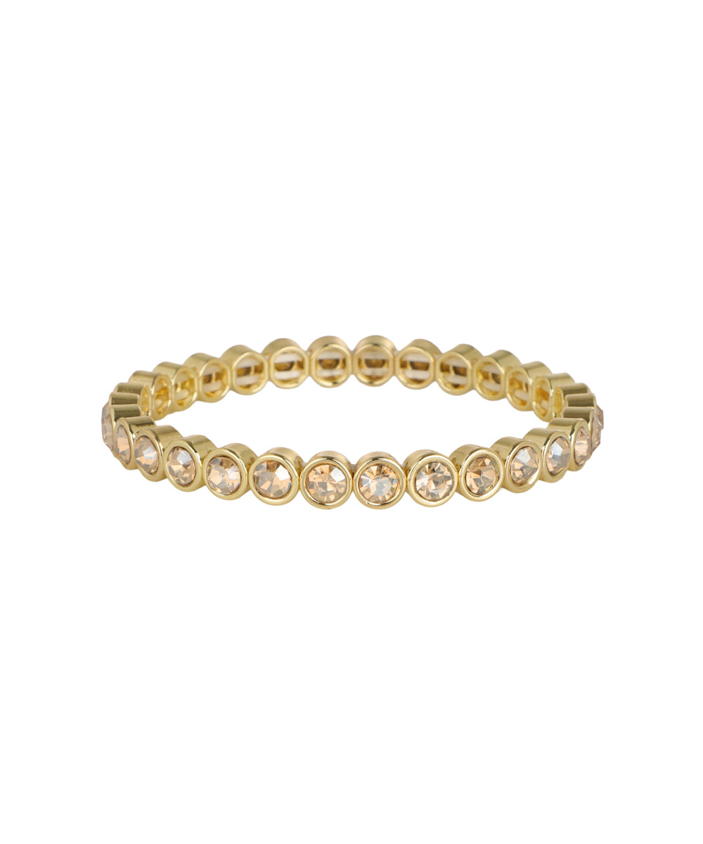 Bangle featuring a continuous row of glass crystals