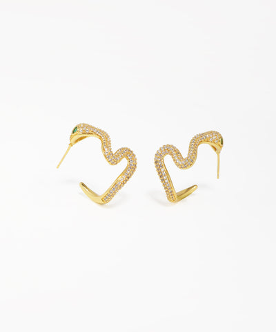 Wavy pavé snake stud earrings with sparkling crystal detailing