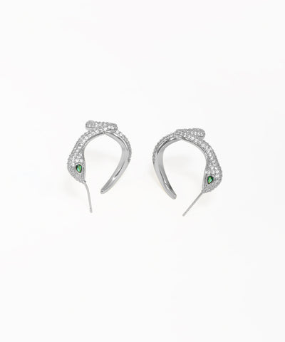 Contemporary wavy serpent earrings with pavé crystal finish