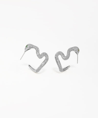 Statement snake stud earrings with shimmering crystal embellishments