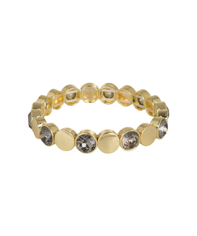 Stretch bracelet with alternating disc and crystal motif