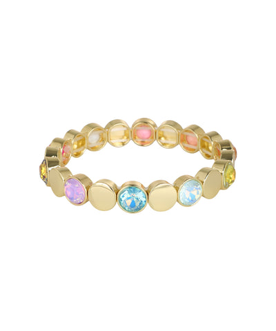 Flexible circular disc bracelet with a stretch silhouette