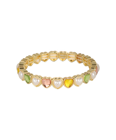 Bracelet with alternating faux pearl and stone details