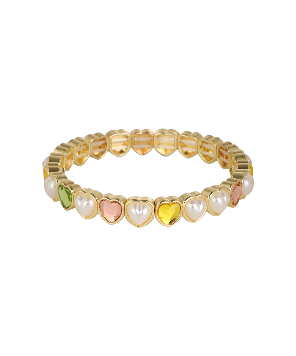 Stretch bracelet featuring a repeating heart motif