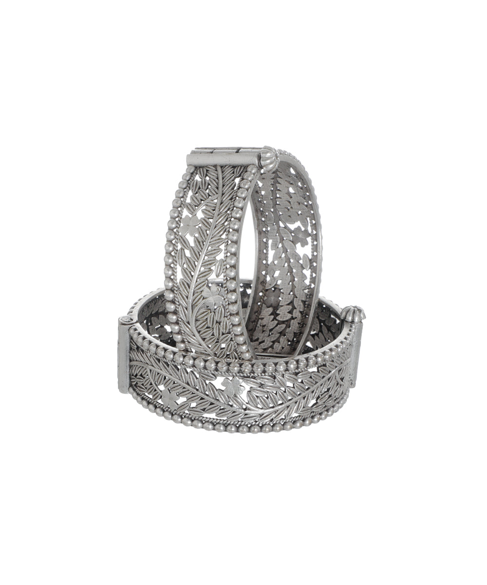 Intricate Floral Cut-Out Oxidised Bangles | Stylika