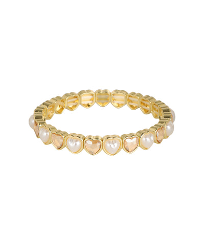 Stretch bracelet with alternating heart motif details