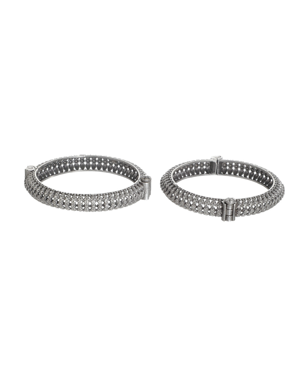 Etched Pattern Oxidised Bangles | Stylika