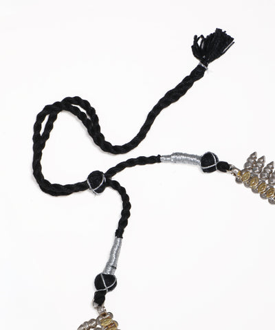 Dual Tone Drop Oxidised Necklace with Earrings | Stylika