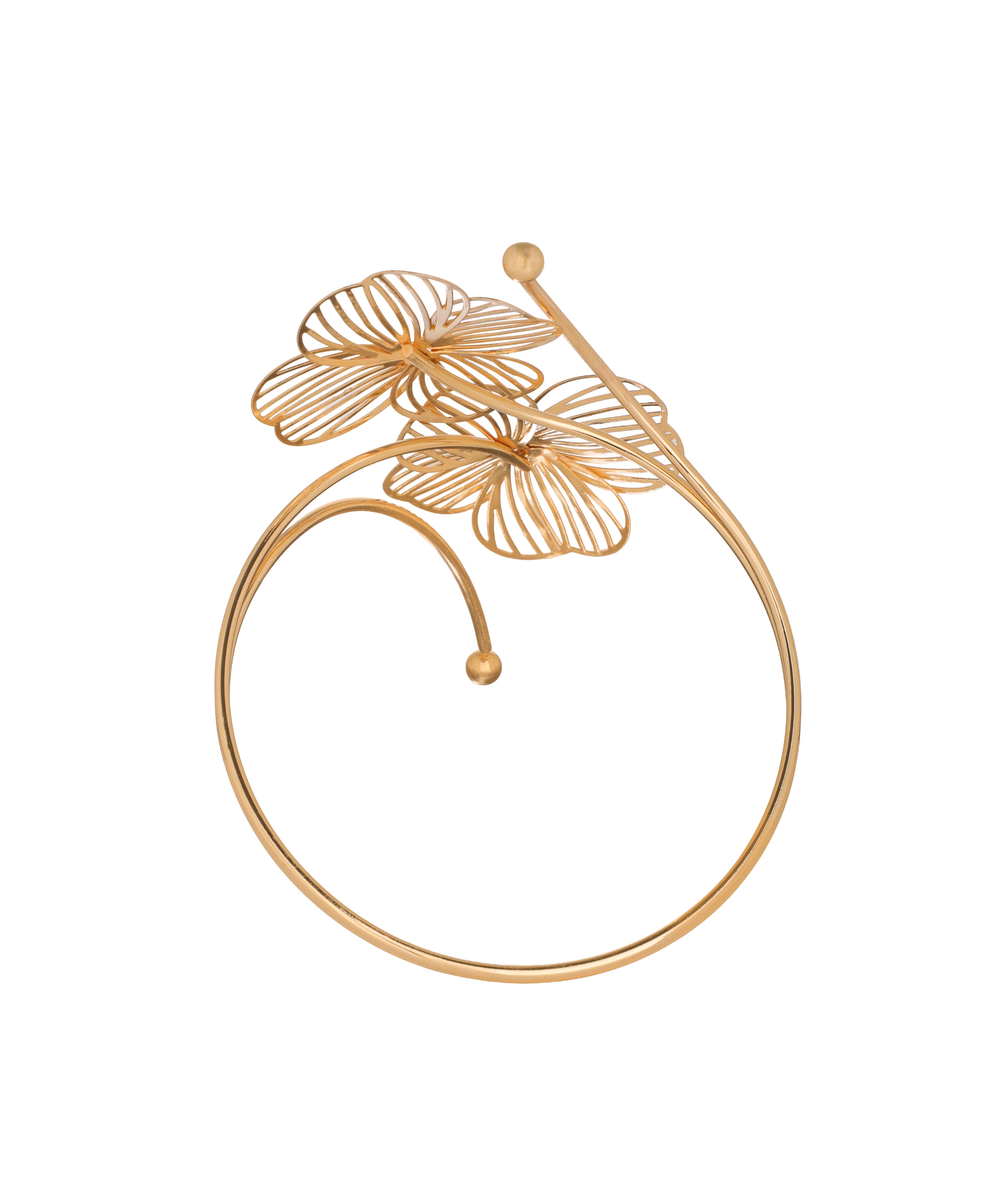 Floral Motif Open Arm Cuff | Stylika
