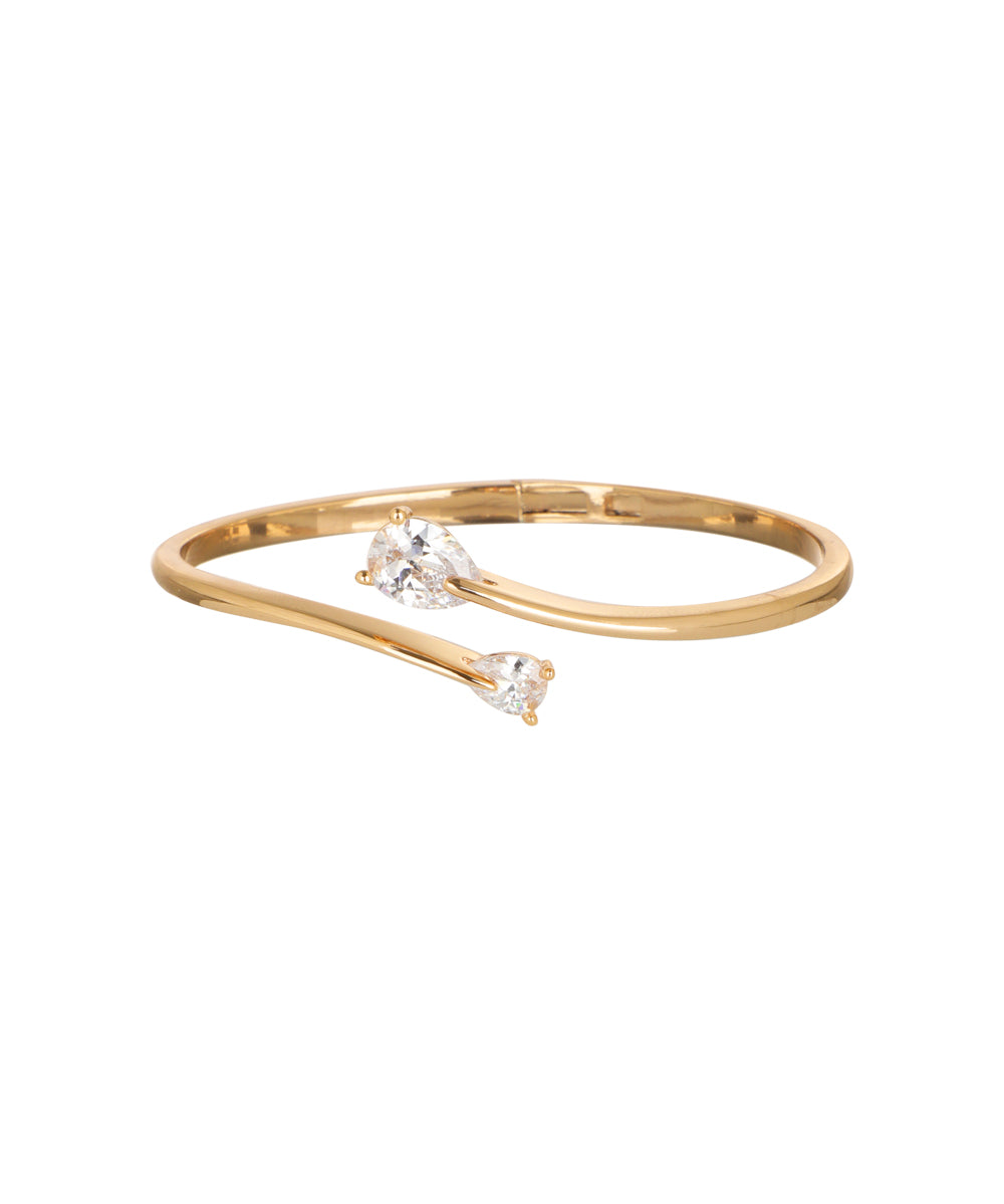 Open crossover Kada bracelet with a curved silhouette