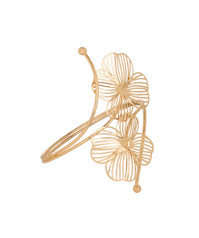 Floral Motif Open Arm Cuff | Stylika