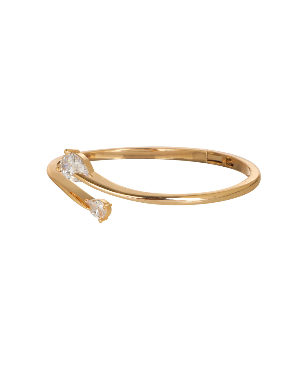 Kada bracelet with teardrop cubic zirconia end details