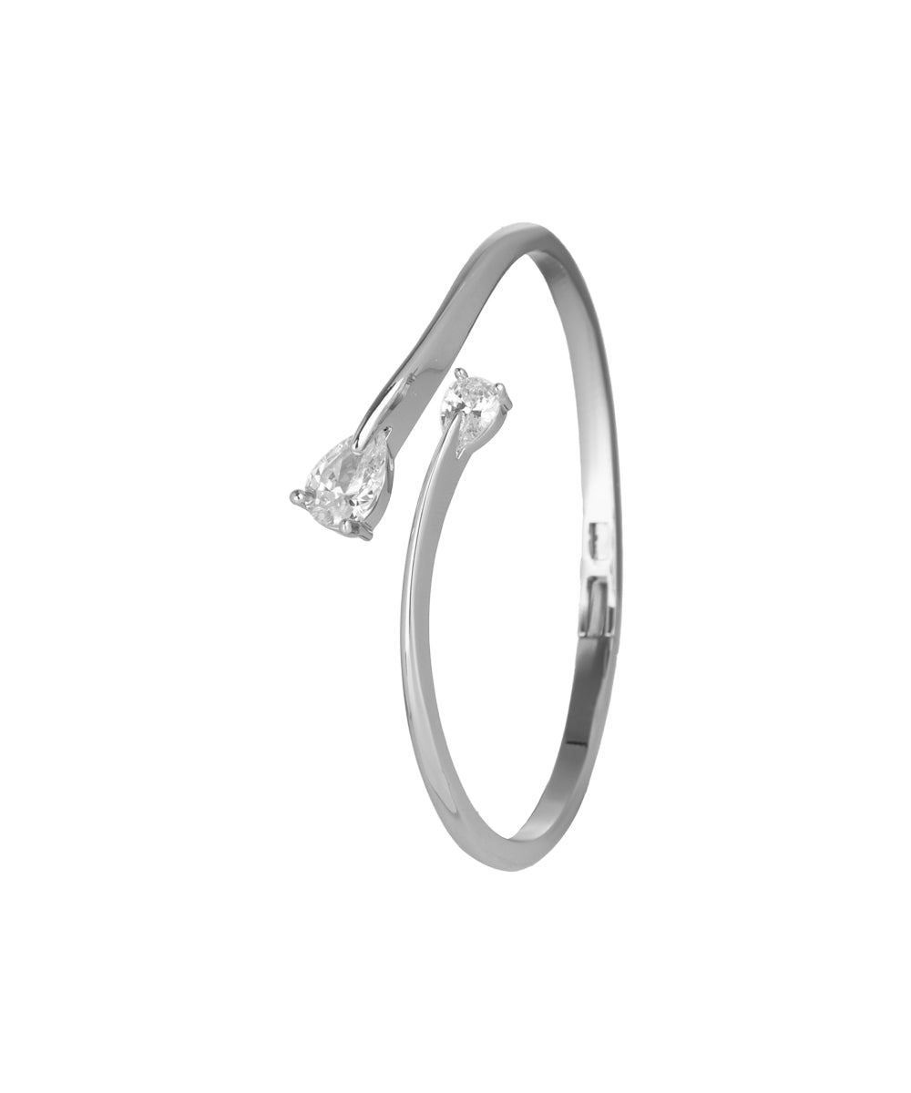 Kada bracelet featuring a teardrop cubic zirconia motif