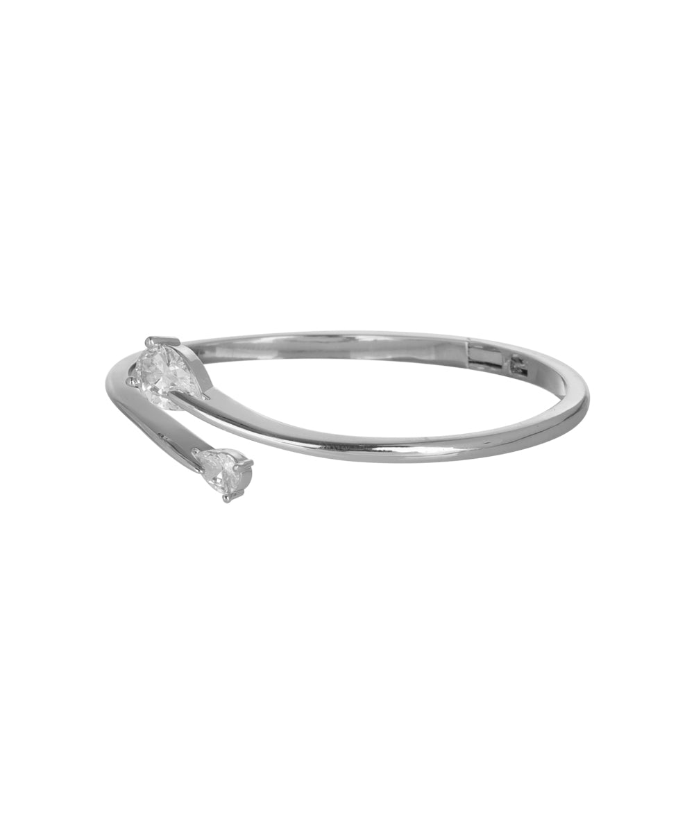 Kada bracelet with teardrop cubic zirconia end details