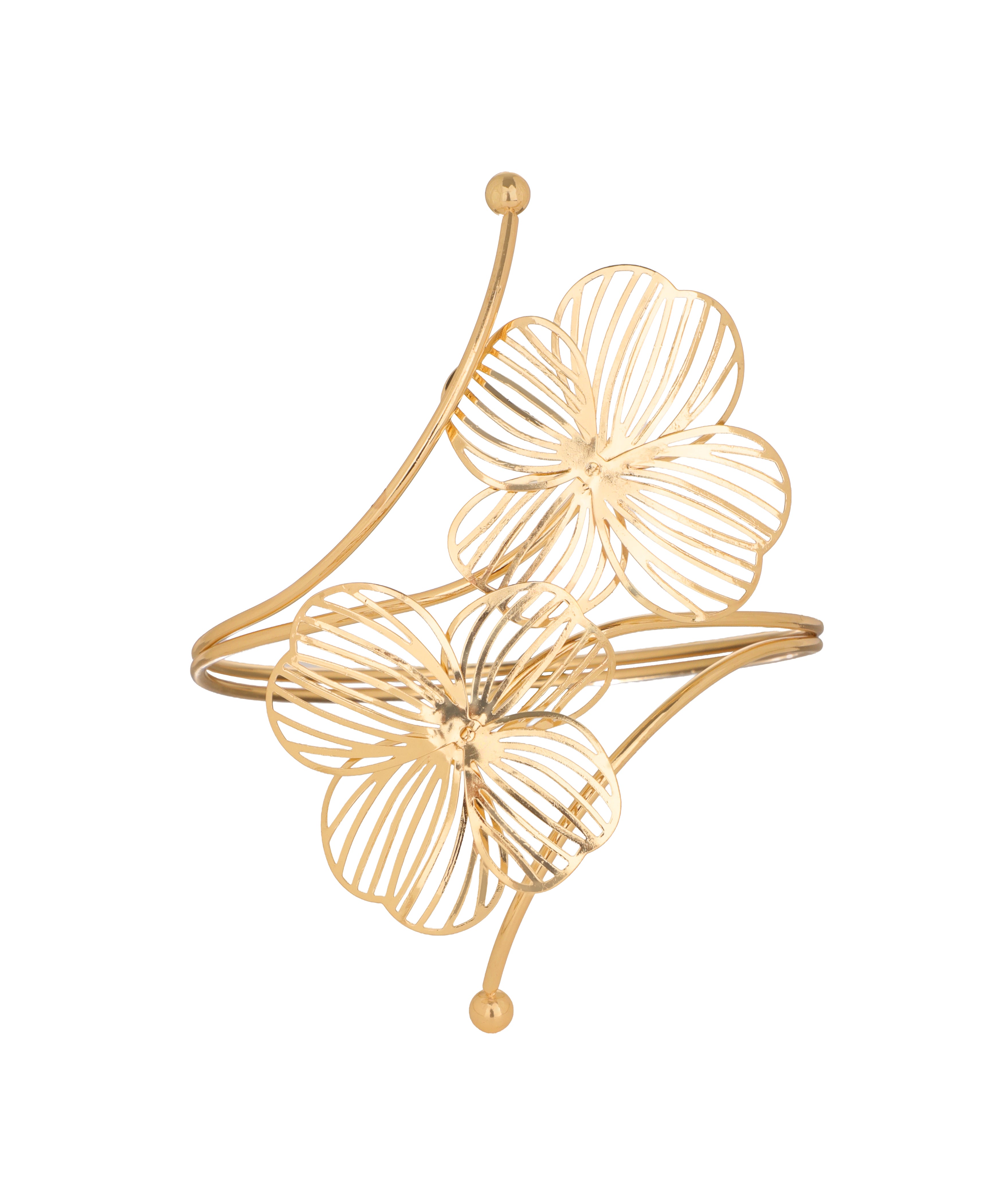 Floral Motif Open Arm Cuff | Stylika