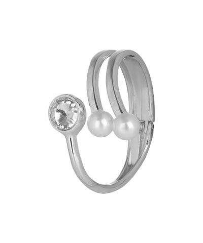 Kada bracelet with a glass crystal and faux pearl motif