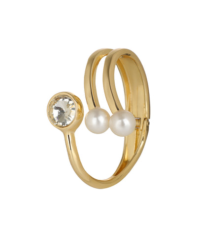 Kada bracelet with a glass crystal and faux pearl motif