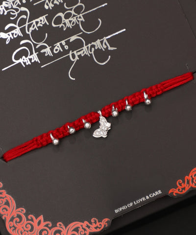 Traditional Style Butterfly Charm Red Thread Rakhi | Stylika