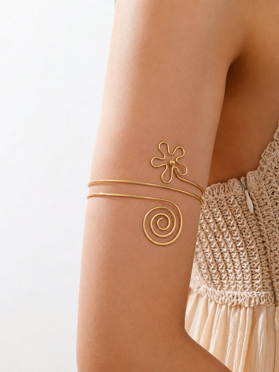 Whimsical Floral Spiral Arm Cuff | Stylika