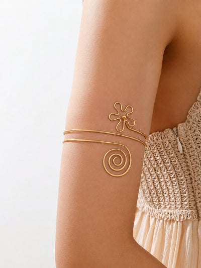 Whimsical Floral Spiral Arm Cuff | Stylika