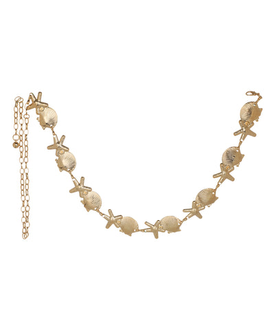 Waist chain featuring an alternating starfish and shell motif