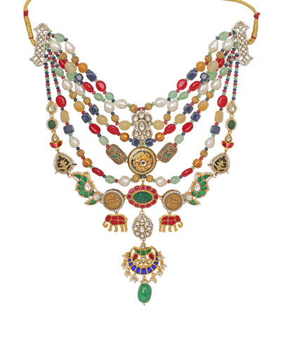 Maha Navratna Layered Necklace | Stylika