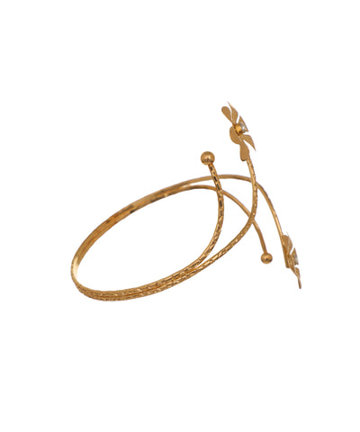 Coiled Arm Cuff with Twin Floral Embellishments | Stylika
