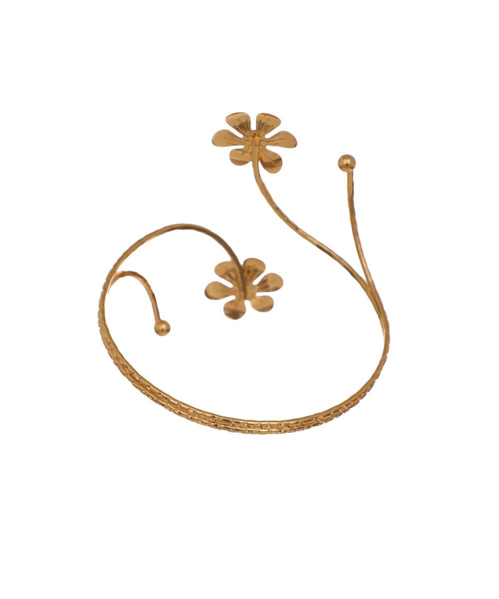 Coiled Arm Cuff with Twin Floral Embellishments | Stylika