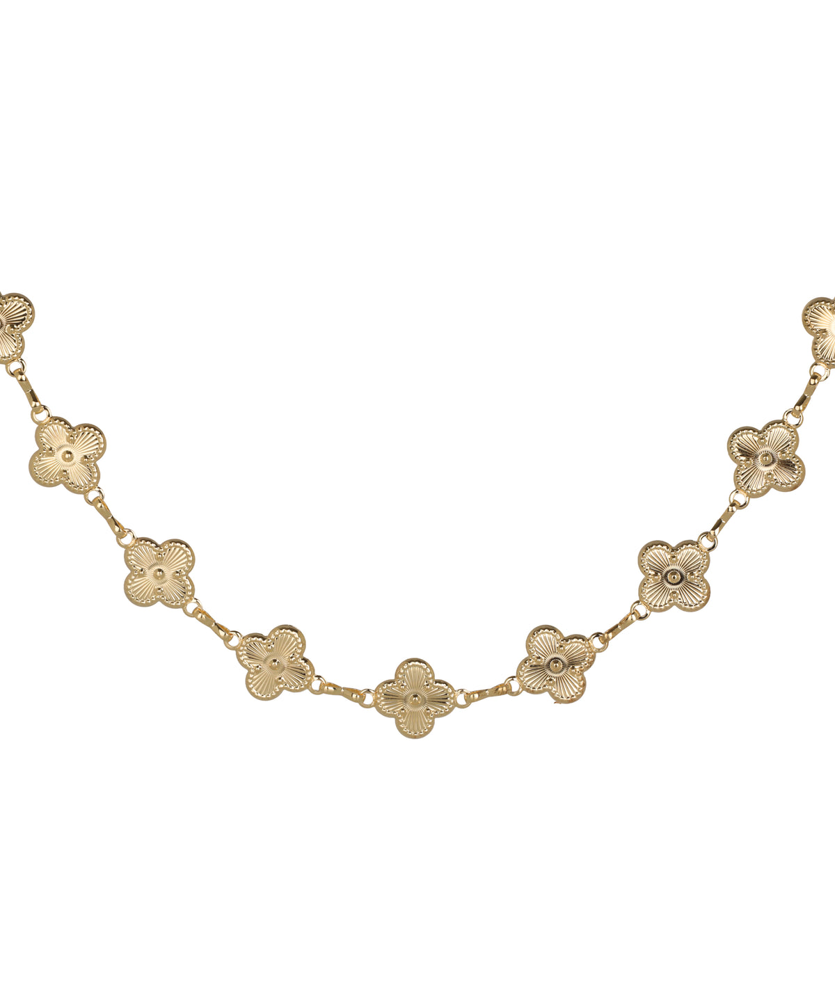 Linked floral motif waist chain with adjustable silhouette