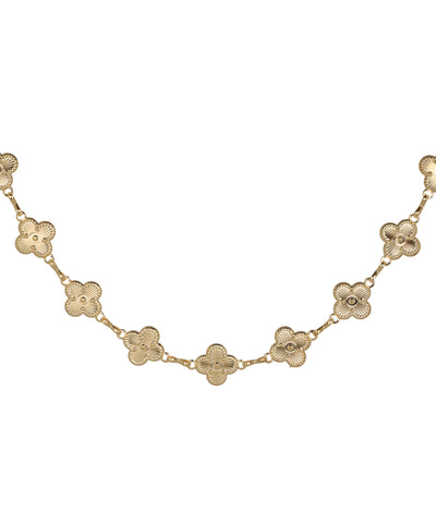 Linked floral motif waist chain with adjustable silhouette