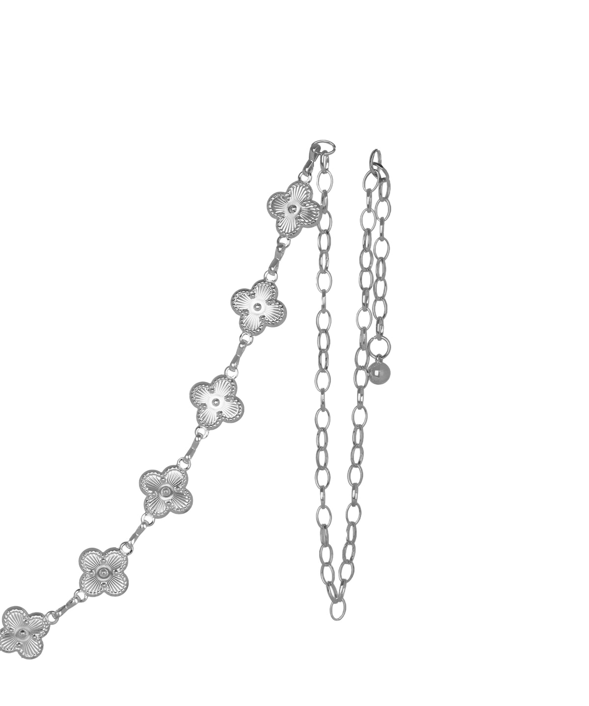 Waist chain with a series of connected decorative flowers
