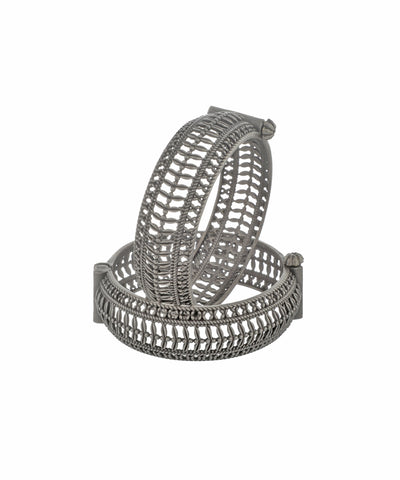 Textured Openwork Oxidised Bangles | Stylika