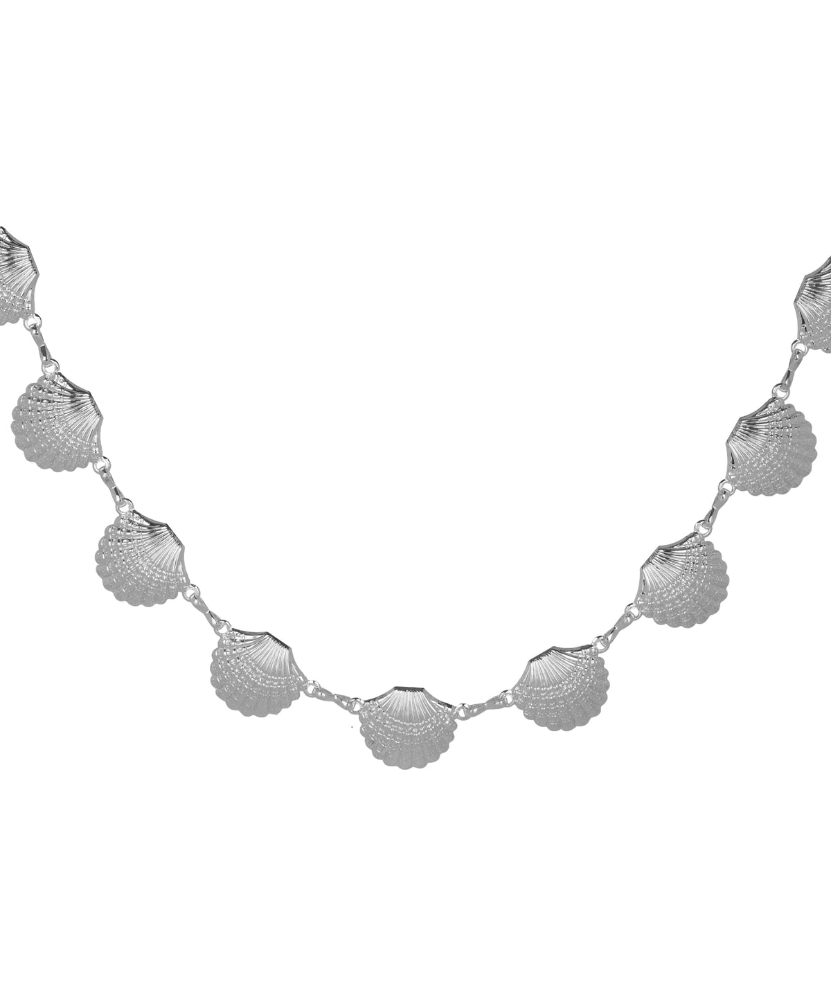 Waist chain featuring a repeating seashell motif design