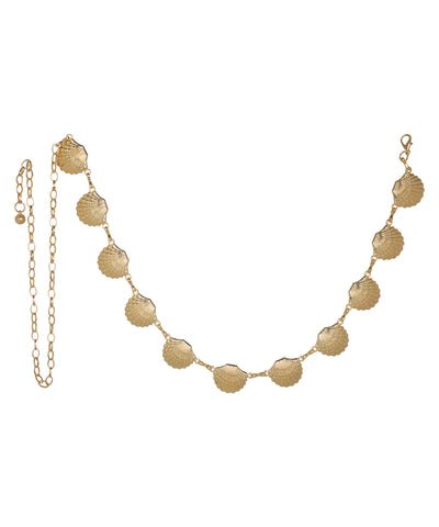 Waist chain featuring a repeating seashell motif design