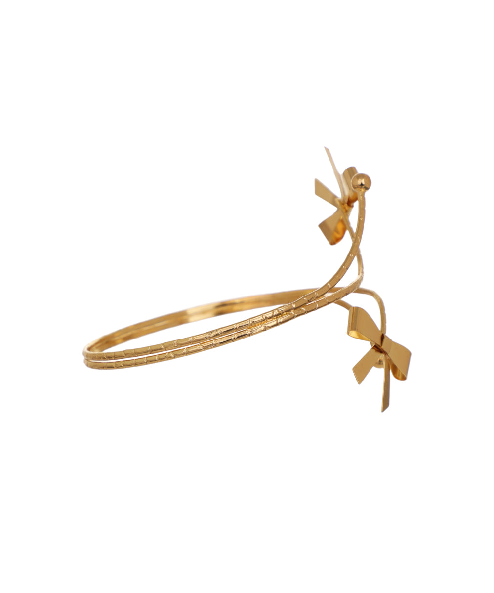 Statement Textured Spiral Arm Cuff with Bows | Stylika