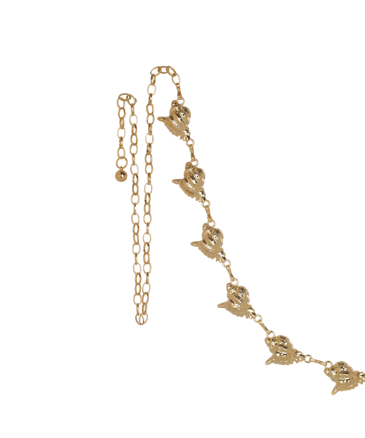 Waist chain with evenly spaced sea shell charm elements