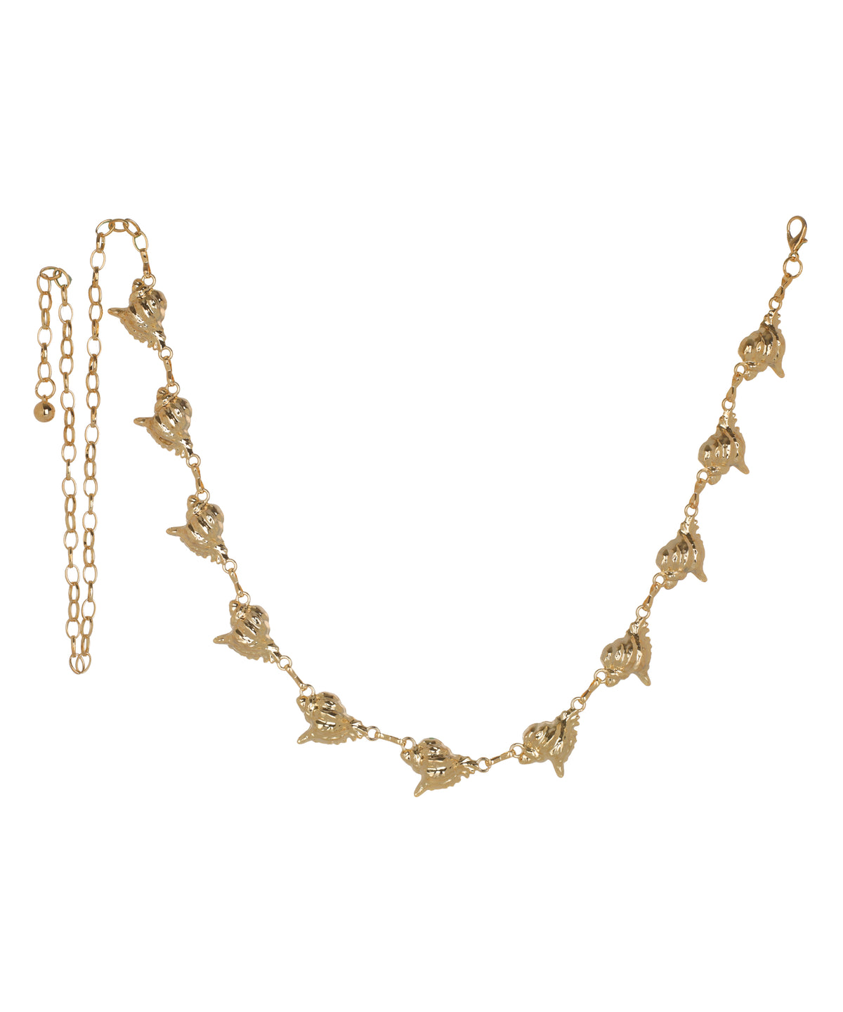 Waist chain featuring repeating sea shell motif details
