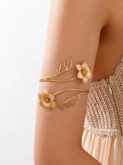 Nature-Inspired Floral Wrap-Around Arm Cuff | Stylika