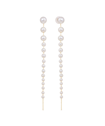 Pearl Orb Chain Drop Earrings | Stylika