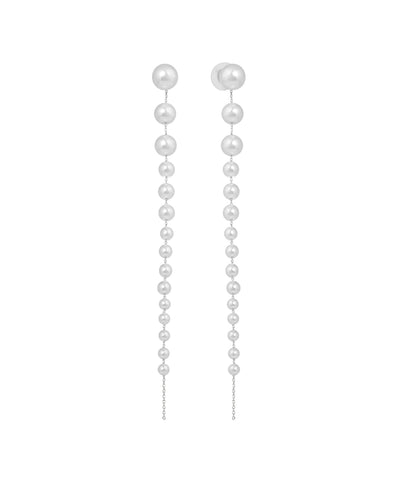 Pearl Orb Chain Drop Earrings | Stylika