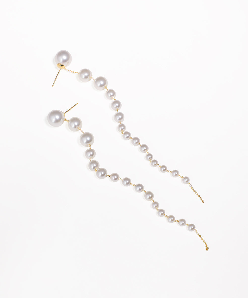 Pearl Orb Chain Drop Earrings | Stylika