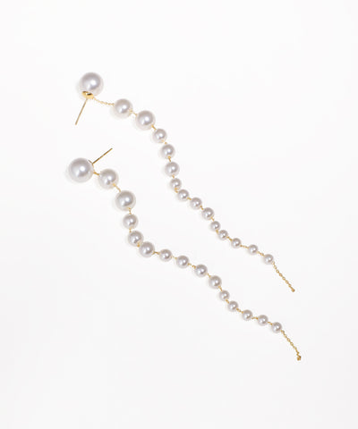 Pearl Orb Chain Drop Earrings | Stylika