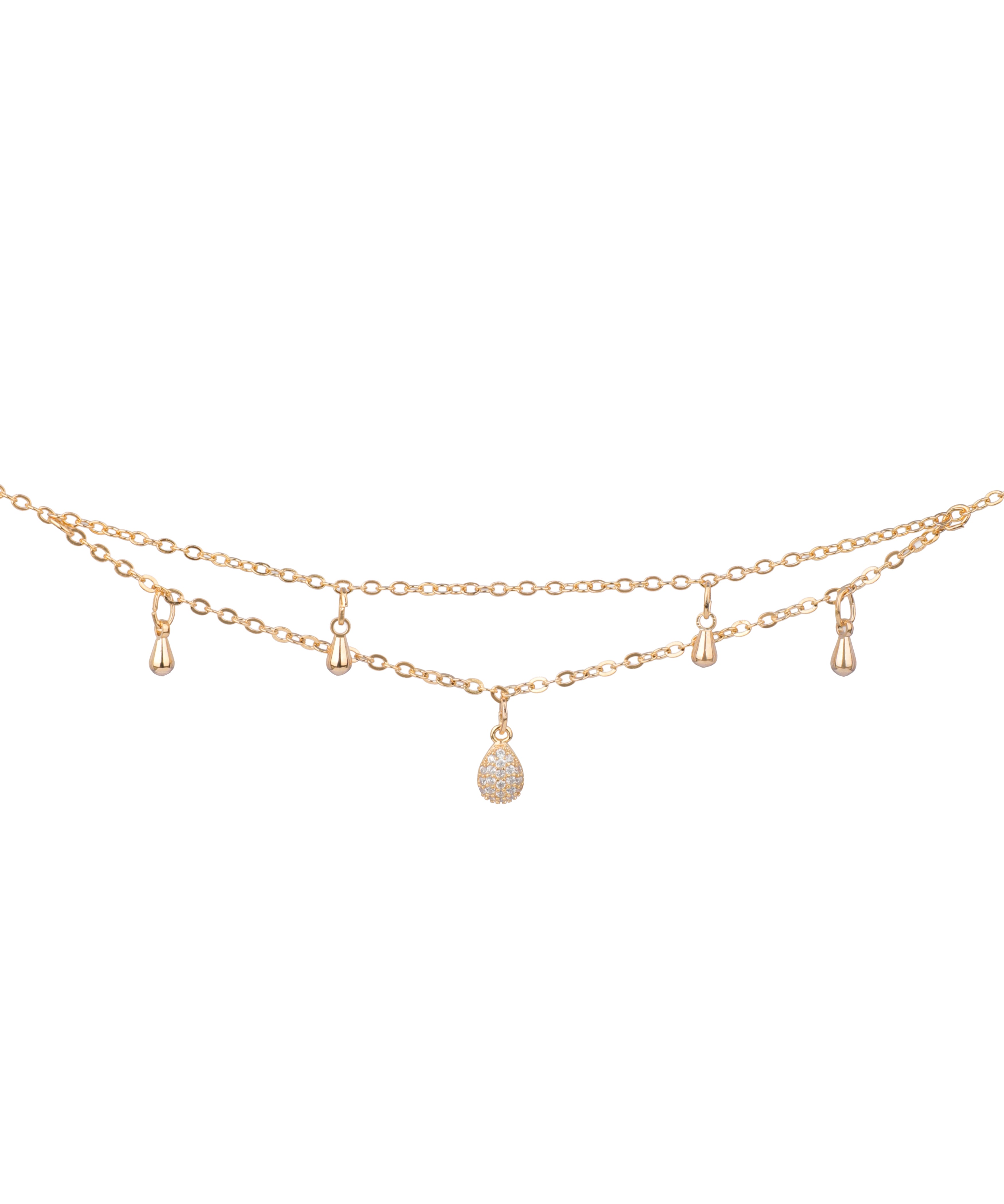 Double Layer Teardrop Charm Anklet | Stylika