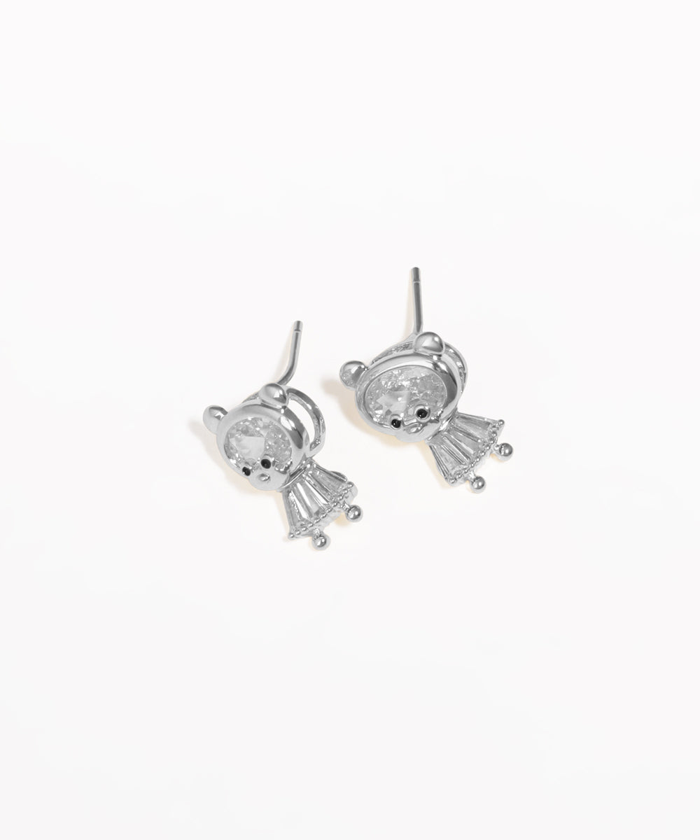 Sweet Sparkle Bear Stud Earrings | Stylika