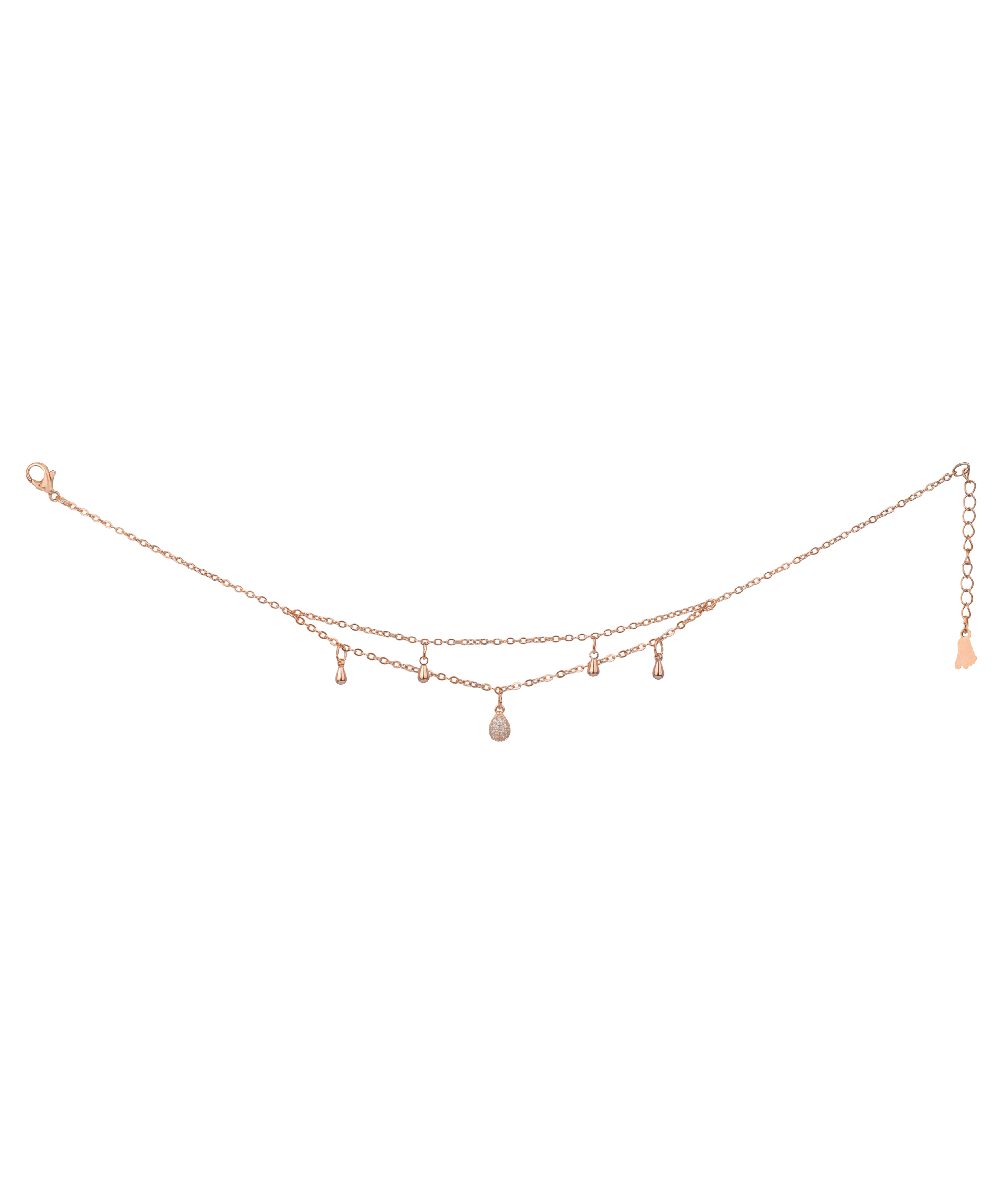 Double Layer Teardrop Charm Anklet | Stylika