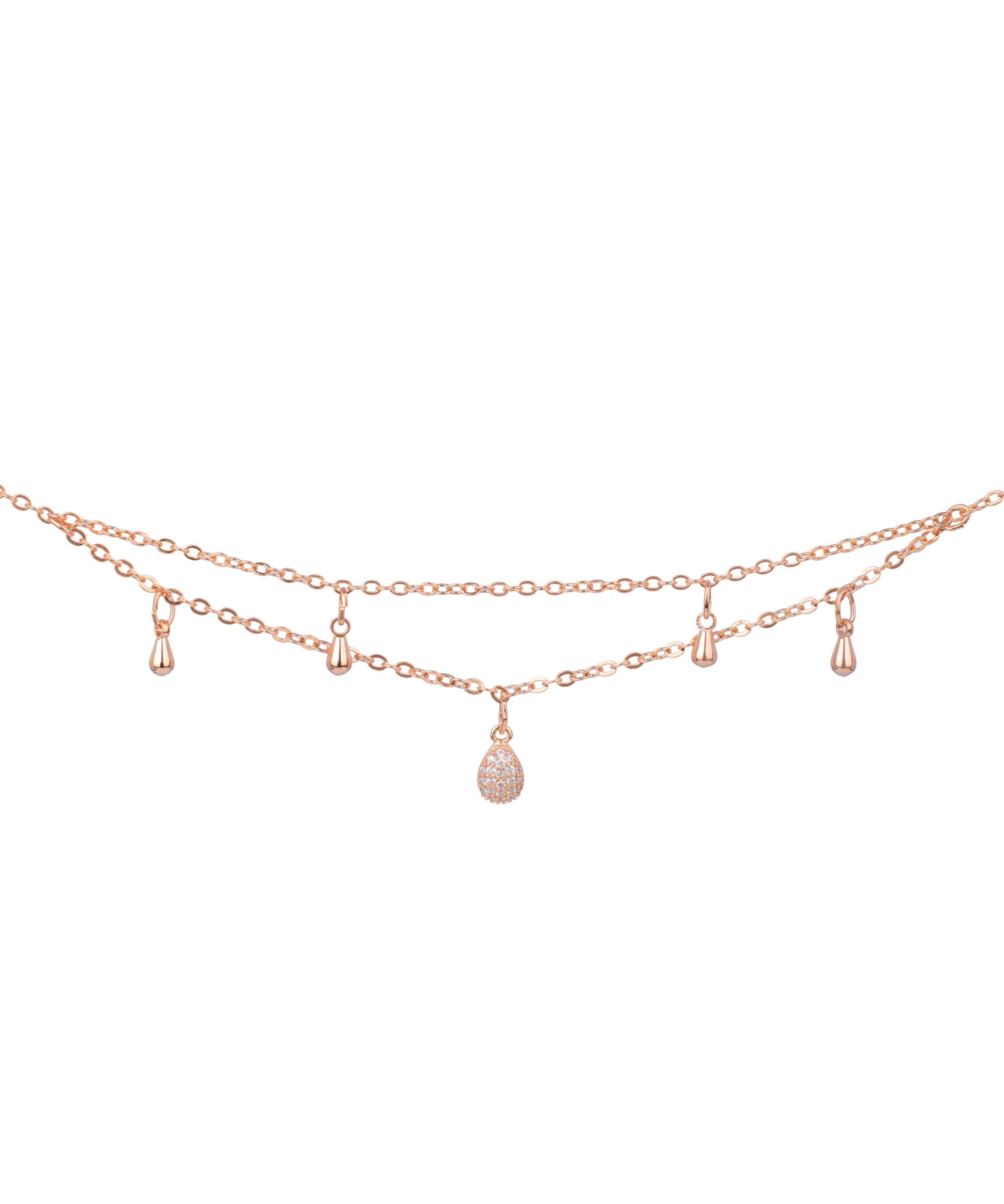 Double Layer Teardrop Charm Anklet | Stylika