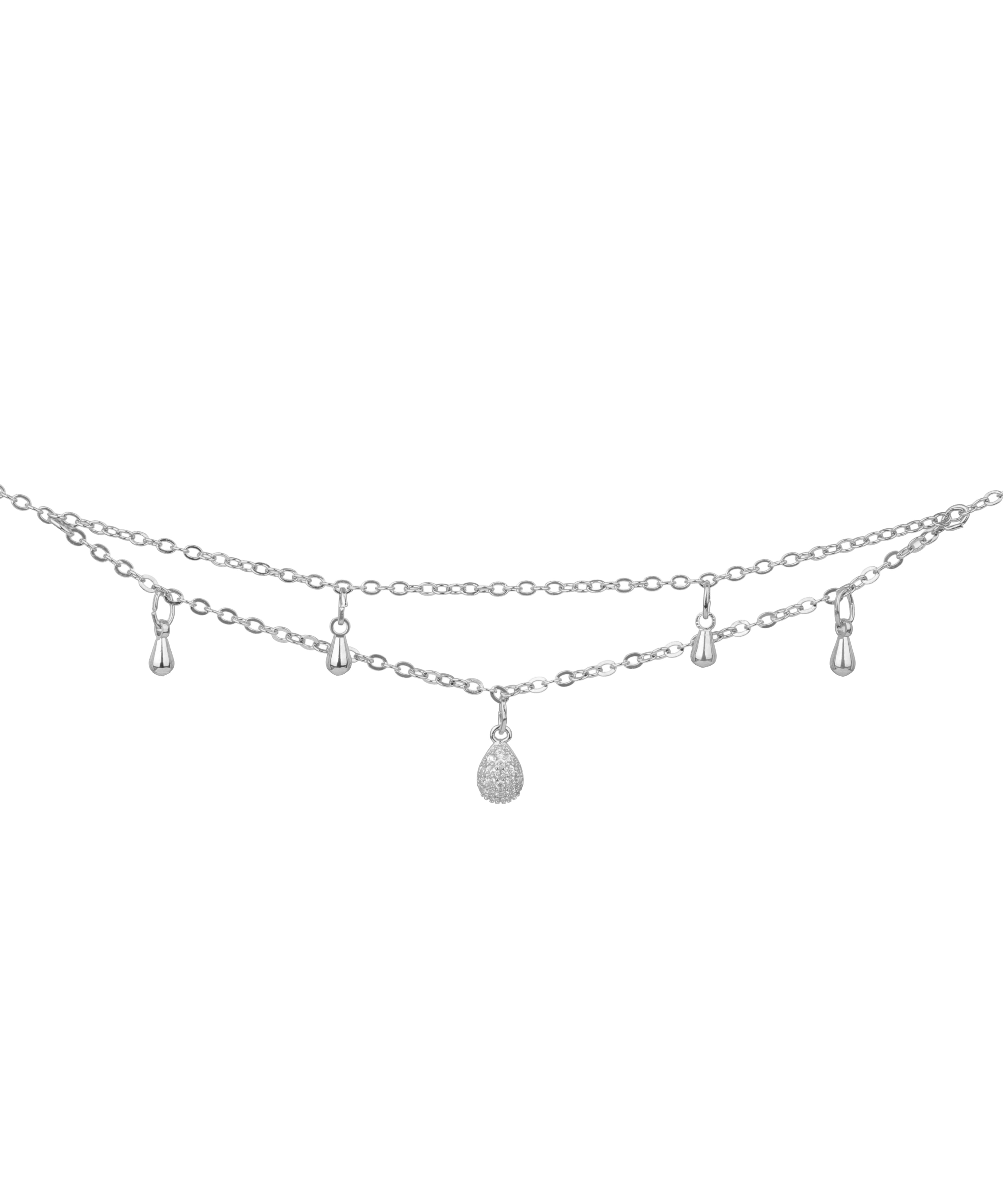 Double Layer Teardrop Charm Anklet | Stylika