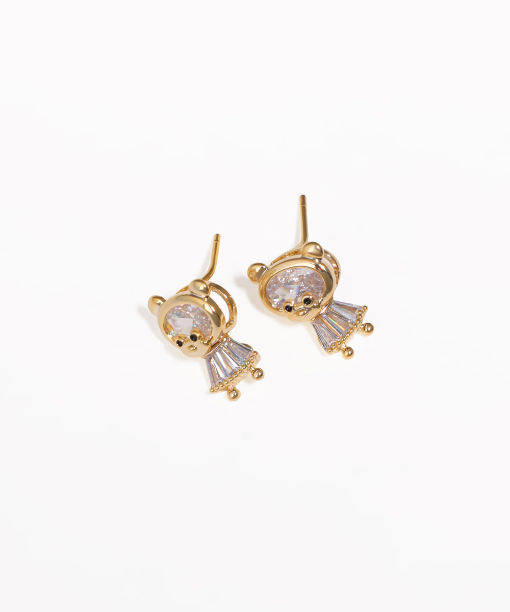 Sweet Sparkle Bear Stud Earrings | Stylika