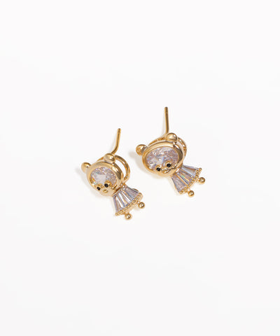 Sweet Sparkle Bear Stud Earrings | Stylika