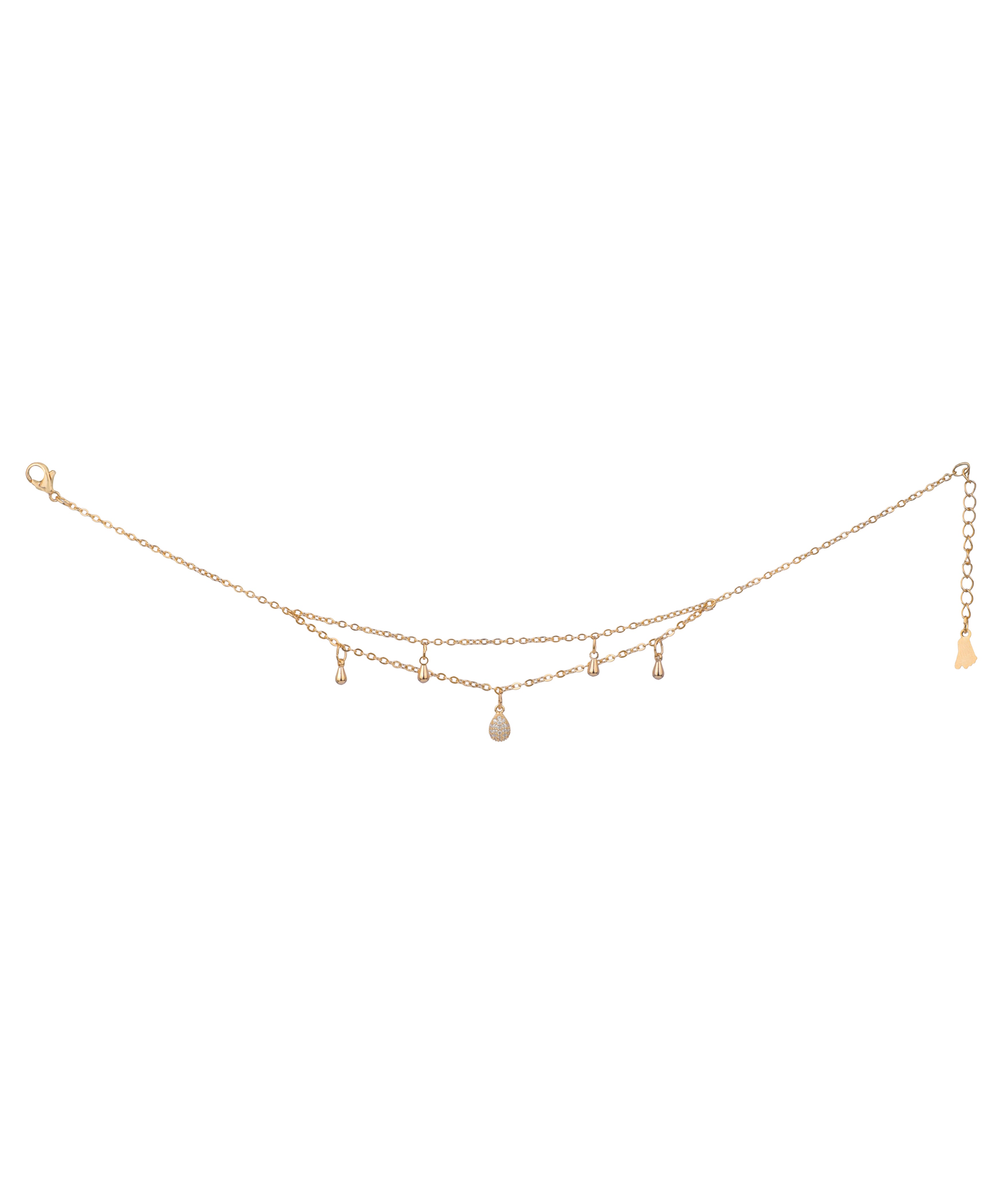 Double Layer Teardrop Charm Anklet | Stylika